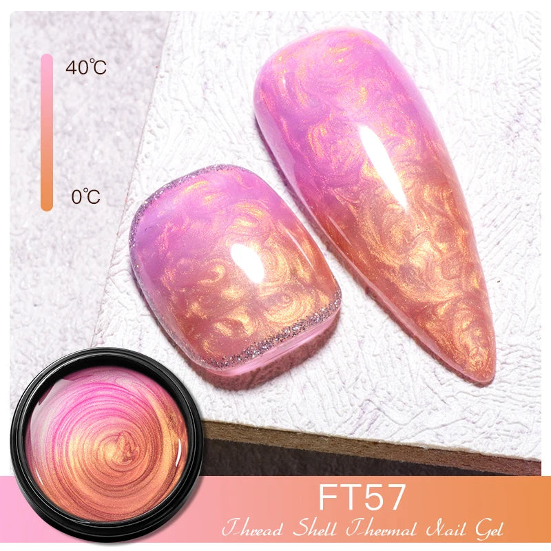 3D Thread Shell Gel Nail Polish - White, Pink, Purple Pearl