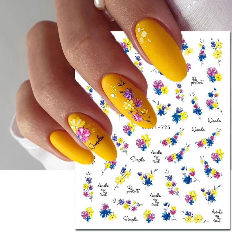 3D Nail Art Decals: Vintage Roses & Butterflies Stickers