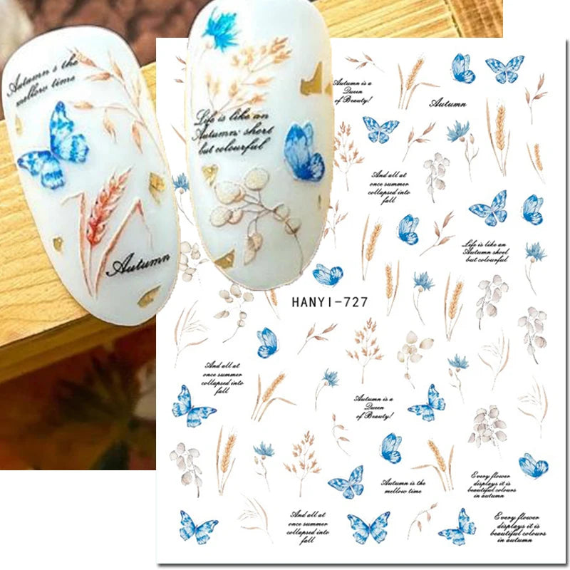 3D Nail Art Decals: Vintage Roses & Butterflies Stickers