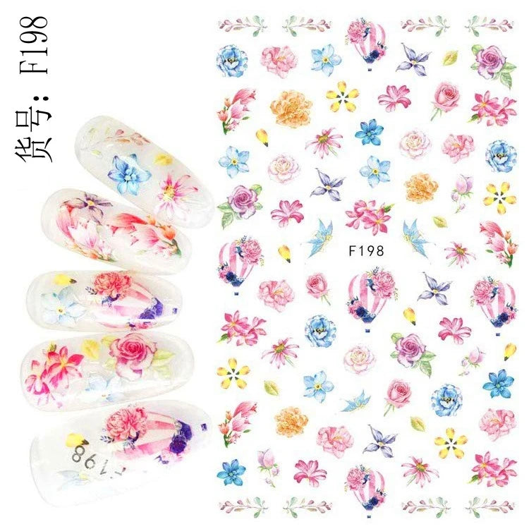 3D Nail Art Decals: Vintage Roses & Butterflies Stickers