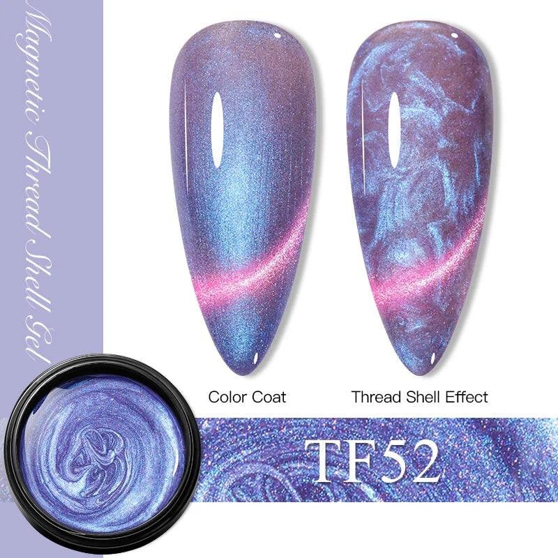 3D Thread Shell Gel Nail Polish - White, Pink, Purple Pearl