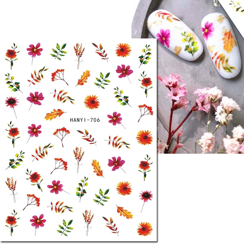 3D Nail Art Decals: Vintage Roses & Butterflies Stickers