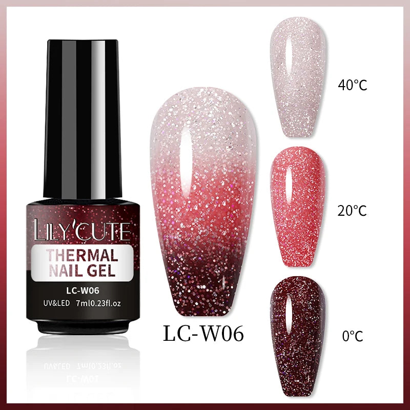 LILYCUTE 7ml Thermal Gel Nail Polish 3 Layers Temperature Color Changing Gel Polish Semi Permanent UV Gel For Nail Art Manicure