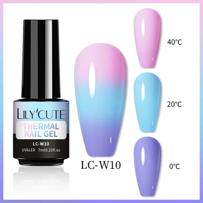 LILYCUTE 7ml Thermal Gel Nail Polish 3 Layers Temperature Color Changing Gel Polish Semi Permanent UV Gel For Nail Art Manicure
