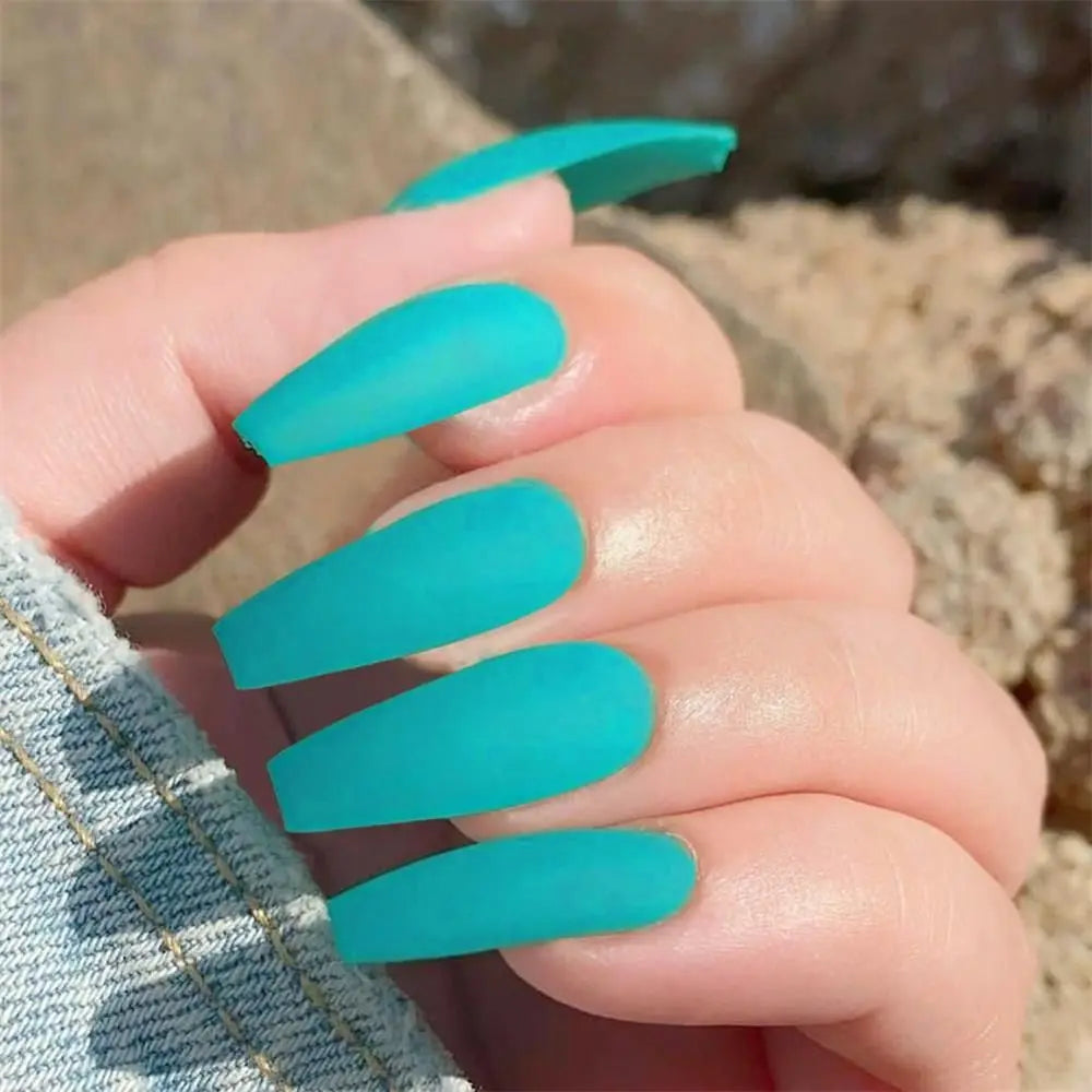 Nail Extension: Coffin Ballerina False Nails Set - 24Pcs Full Cover Tips