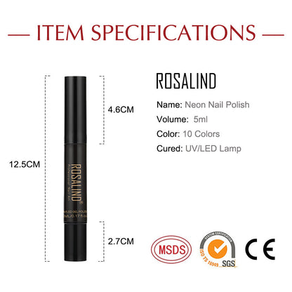 Pure Color Gel Nail Polish Pen - ROSALIND UV Neon Hybrid
