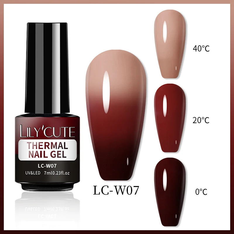 LILYCUTE 7ml Thermal Gel Nail Polish 3 Layers Temperature Color Changing Gel Polish Semi Permanent UV Gel For Nail Art Manicure