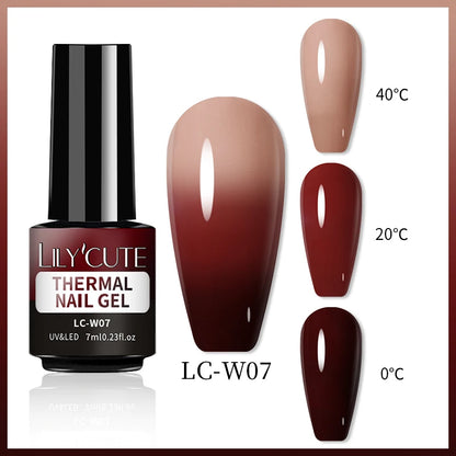 LILYCUTE 7ml Thermal Gel Nail Polish 3 Layers Temperature Color Changing Gel Polish Semi Permanent UV Gel For Nail Art Manicure