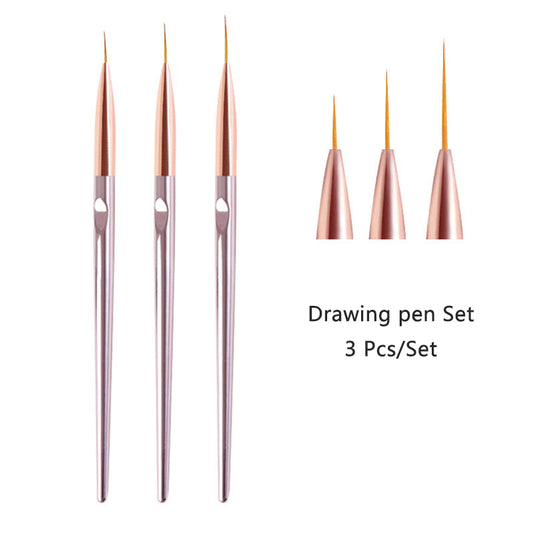 Nail Brushes: Acrylic Nail Art Pens Set - 3D Tips & UV Gel Brushes