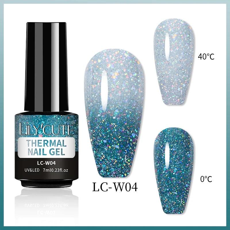 LILYCUTE 7ml Thermal Gel Nail Polish 3 Layers Temperature Color Changing Gel Polish Semi Permanent UV Gel For Nail Art Manicure