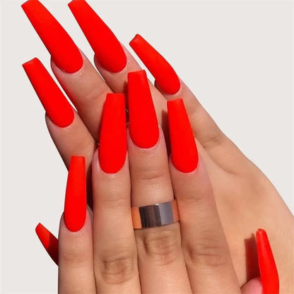 Nail Extension: Coffin Ballerina False Nails Set - 24Pcs Full Cover Tips