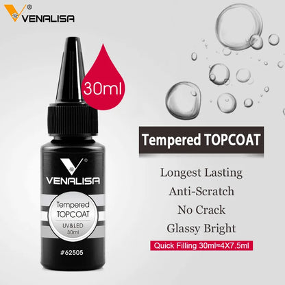 Venalisa Refillment 30ml TPO FREE Nail Art Soak Off UV/LED No Wipe Top Coat Base Coat Builder Nail Gel Matt Tempered TopCoat
