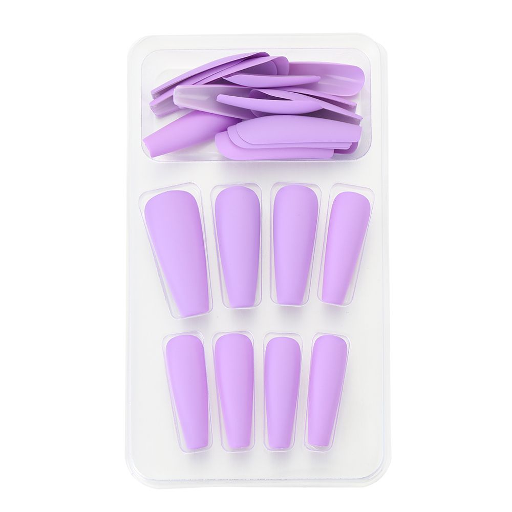 Nail Extension: Coffin Ballerina False Nails Set - 24Pcs Full Cover Tips