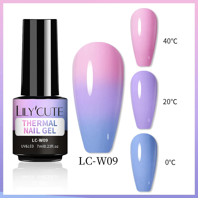 LILYCUTE 7ml Thermal Gel Nail Polish 3 Layers Temperature Color Changing Gel Polish Semi Permanent UV Gel For Nail Art Manicure