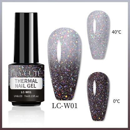 LILYCUTE 7ml Thermal Gel Nail Polish 3 Layers Temperature Color Changing Gel Polish Semi Permanent UV Gel For Nail Art Manicure