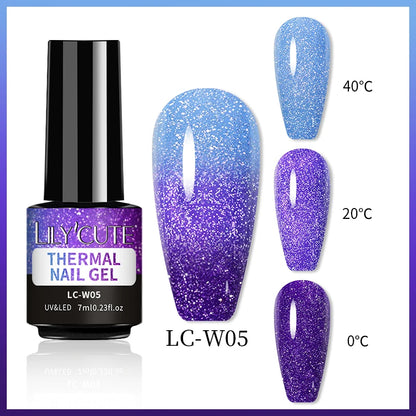 LILYCUTE 7ml Thermal Gel Nail Polish 3 Layers Temperature Color Changing Gel Polish Semi Permanent UV Gel For Nail Art Manicure