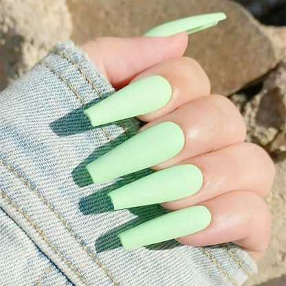 Nail Extension: Coffin Ballerina False Nails Set - 24Pcs Full Cover Tips