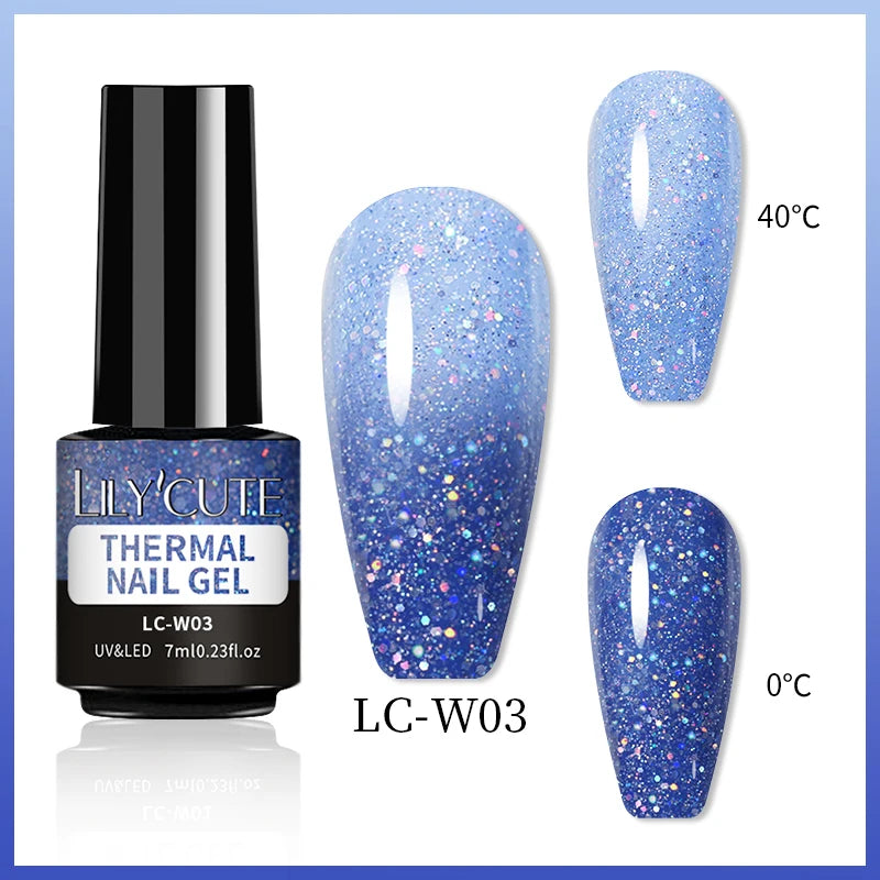 LILYCUTE 7ml Thermal Gel Nail Polish 3 Layers Temperature Color Changing Gel Polish Semi Permanent UV Gel For Nail Art Manicure