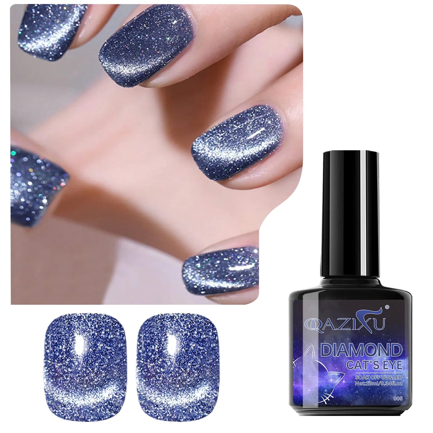 Gel Nail Polish: Cat Eye UV LED Red Pink Glitter Varnish