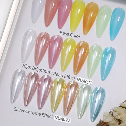 Dip Powder Nails: Bright White Pearl Nail Powder - Mirror Aurora Effect