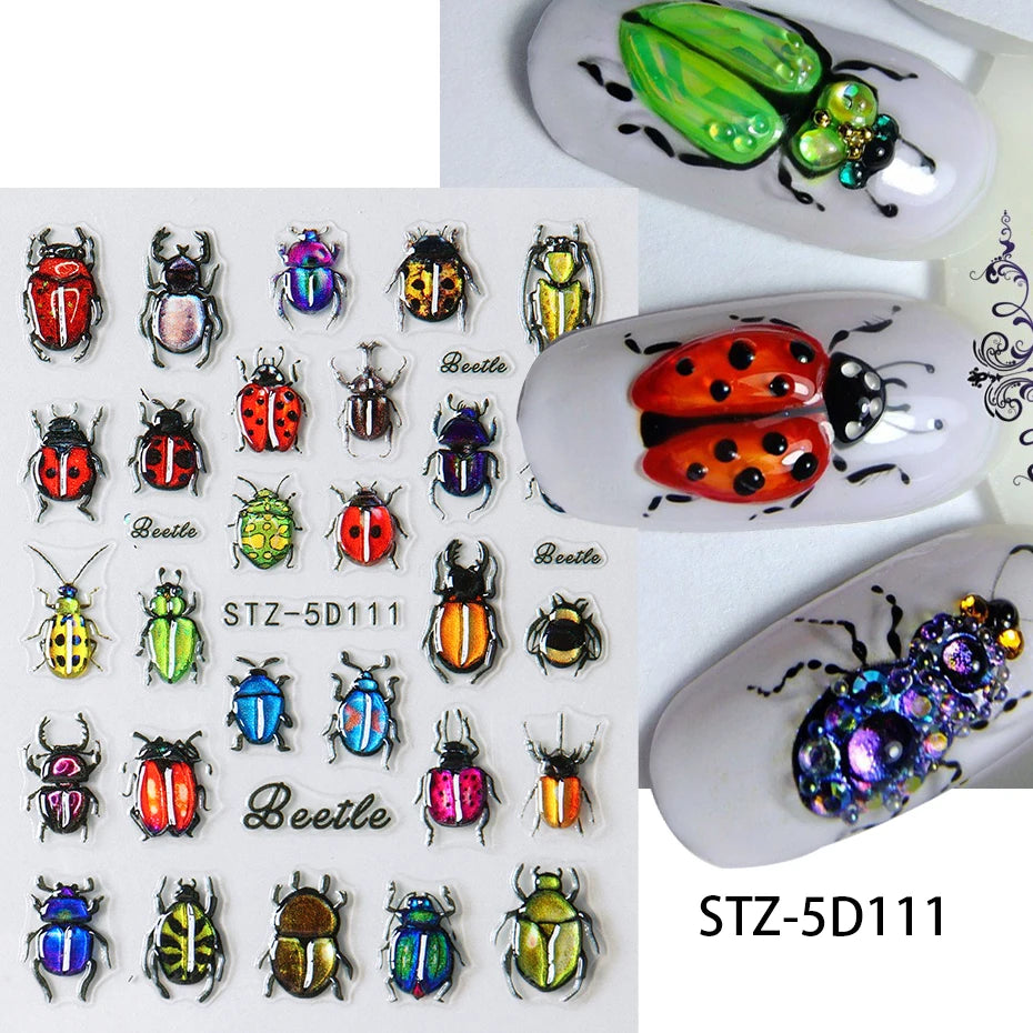Insect Dragonfly 5D Nail Art Stickers - Y2K Summer Manicure Decals