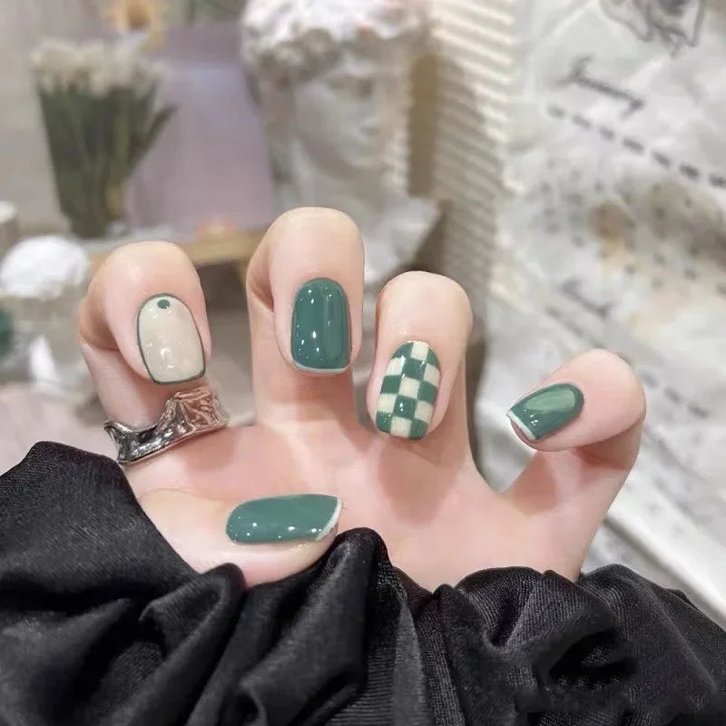 24pcs French Lemon Full Cover Artificial Fake Nails Art Seamless Removable Coffin False Nails With Glue Girls Press On Nail Tips