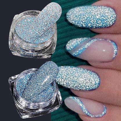 Glittering Nails: Laser Nail Glitter Holographic Powder - Aurora Mirror Dust