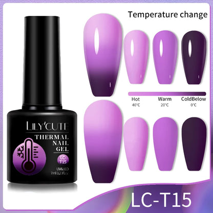 LILYCUTE 7ml Thermal Gel Nail Polish 3 Layers Temperature Color Changing Gel Polish Semi Permanent UV Gel For Nail Art Manicure