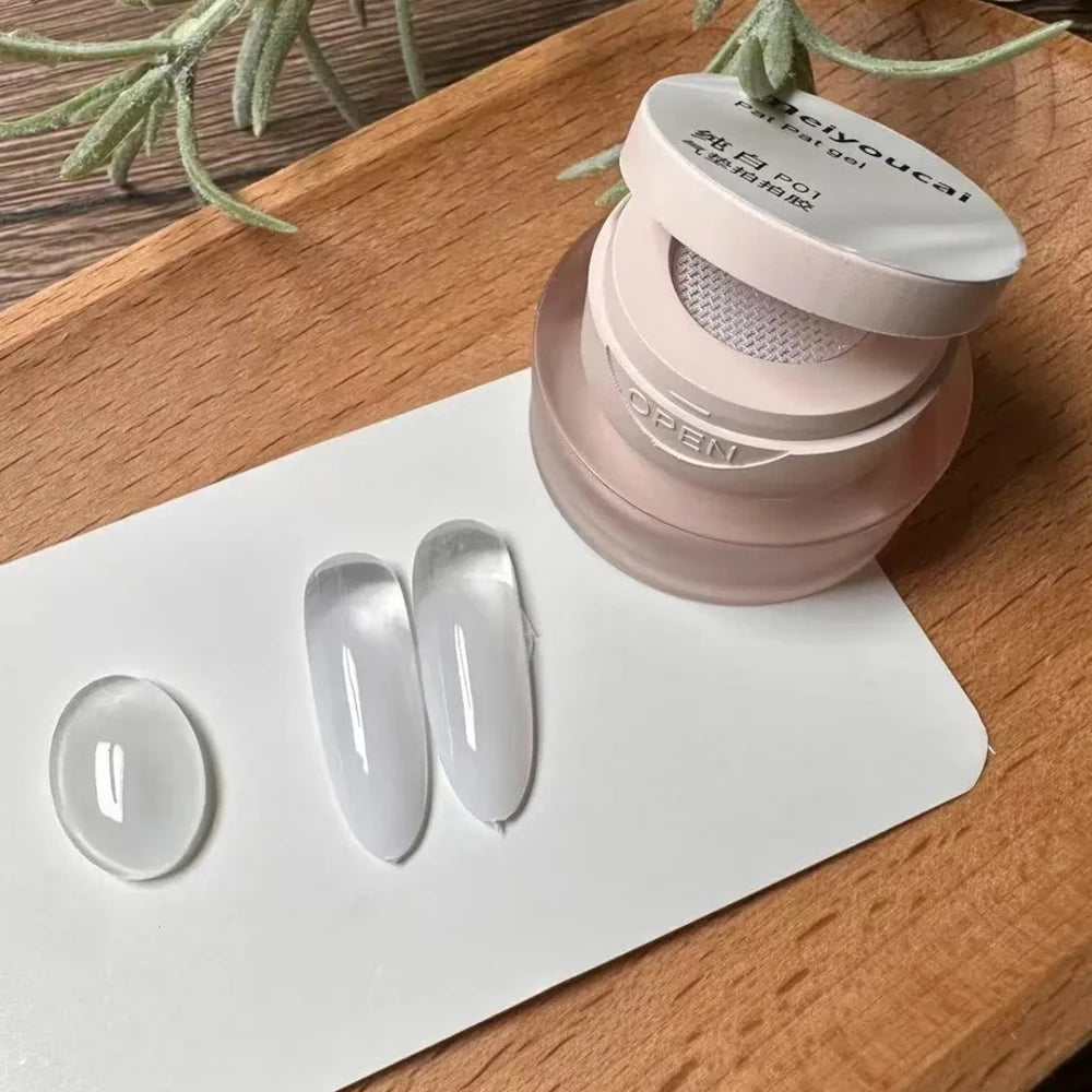 1Box Peachy Pink Pat Painting Gel Nail Polish Matte Texture Nail Patting Glue with 1pc Air Cushion Soak Off UV LED Nail Varnish