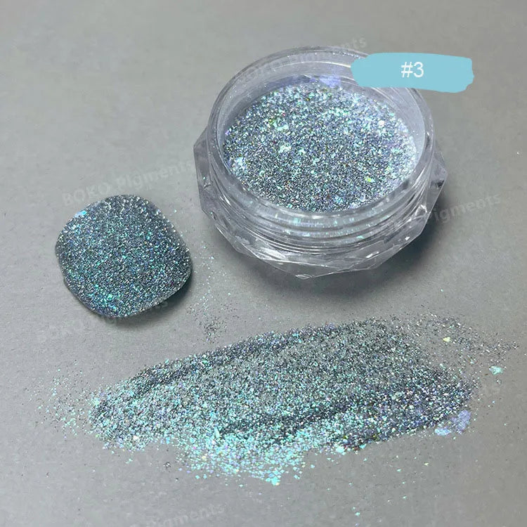 Glittering Nails: Laser Nail Glitter Holographic Powder - Aurora Mirror Dust