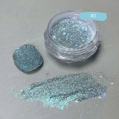 Glittering Nails: Laser Nail Glitter Holographic Powder - Aurora Mirror Dust