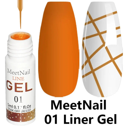 5ml Liner Gel 12 Colors Super Brush Glitter Neon Color Painting Gel Easy Apply French Gel Nail Art Design Drawing Gel