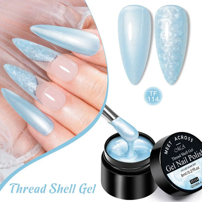3D Thread Shell Gel Nail Polish - White, Pink, Purple Pearl