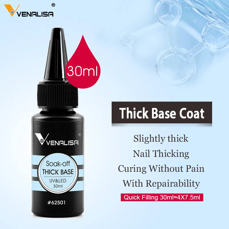 Venalisa Refillment 30ml TPO FREE Nail Art Soak Off UV/LED No Wipe Top Coat Base Coat Builder Nail Gel Matt Tempered TopCoat