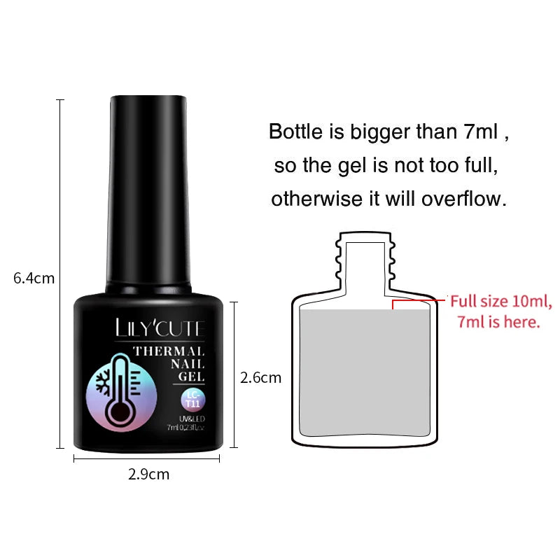 LILYCUTE 7ml Thermal Gel Nail Polish 3 Layers Temperature Color Changing Gel Polish Semi Permanent UV Gel For Nail Art Manicure