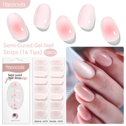 Gel Nail Polish Strips Red Series - 16 Semi-Cured Glitter Wraps