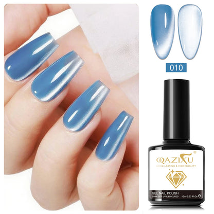 Gel Nail Polish: Cat Eye UV LED Red Pink Glitter Varnish