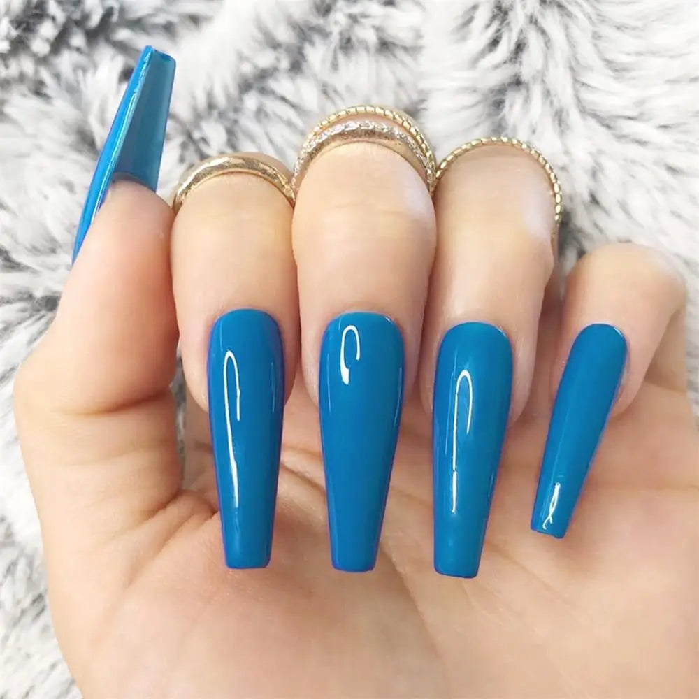 Nail Extension: Coffin Ballerina False Nails Set - 24Pcs Full Cover Tips