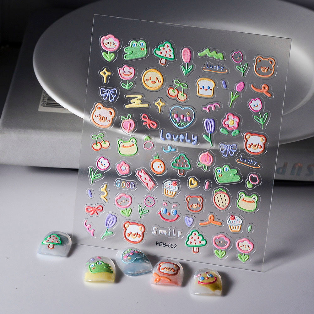 5D Flower Rose Nail Art Stickers - Cherry Blossom & Fruit Art