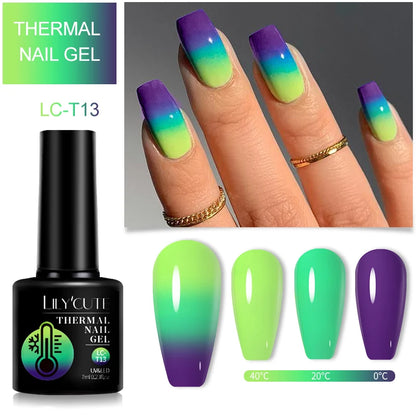 LILYCUTE 7ml Thermal Gel Nail Polish 3 Layers Temperature Color Changing Gel Polish Semi Permanent UV Gel For Nail Art Manicure