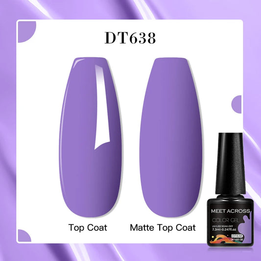 MEET ACROSS 7.3ml Purple Gel Nail Polish Vernis Semi Permanent Soak Off LED UV Gel Nail Varnishes Nail Art Gel Manicure
