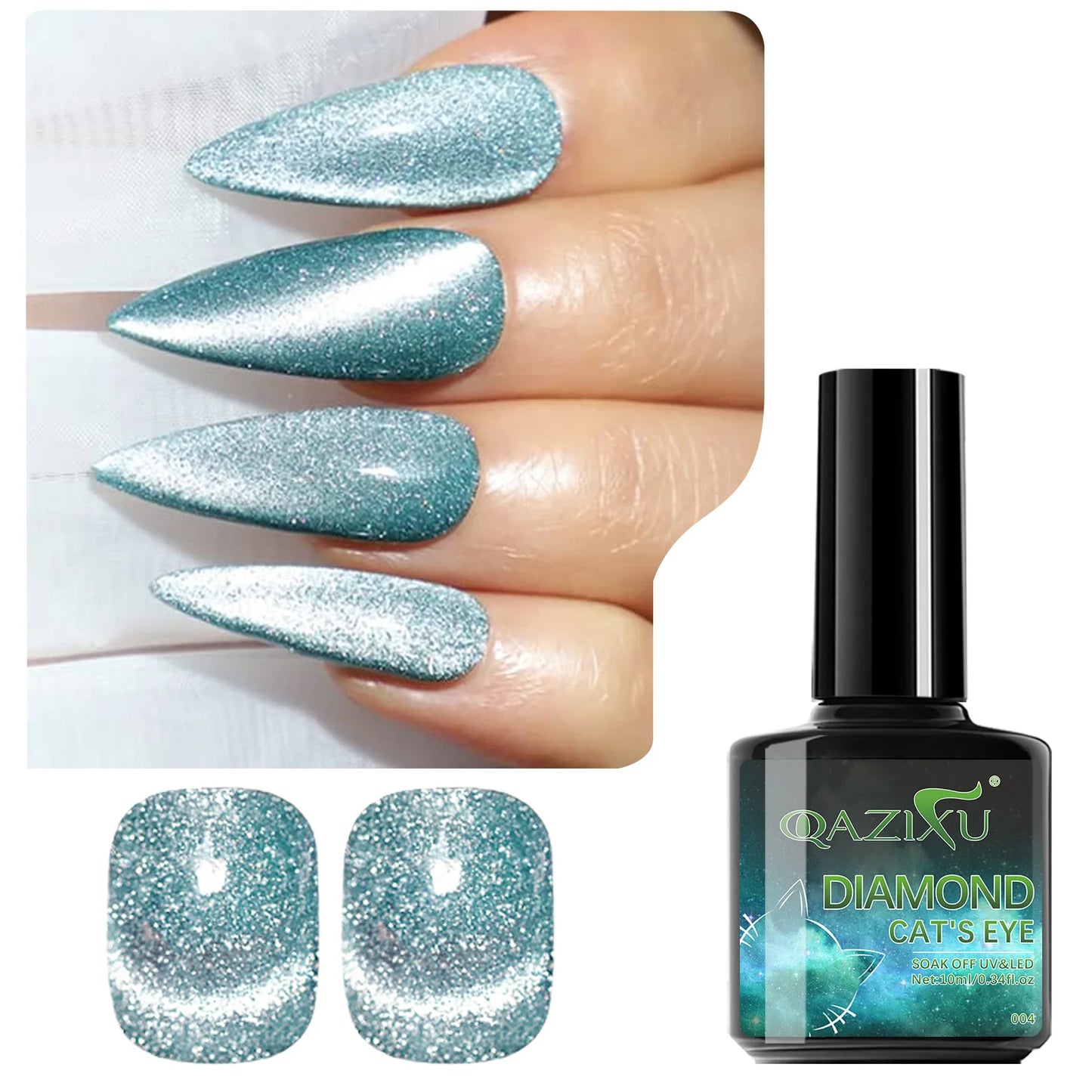 Gel Nail Polish: Cat Eye UV LED Red Pink Glitter Varnish