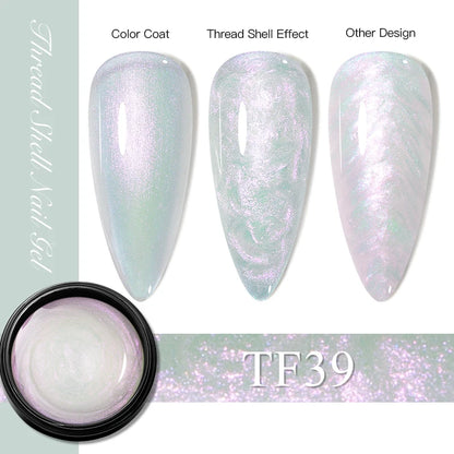 3D Thread Shell Gel Nail Polish - White, Pink, Purple Pearl