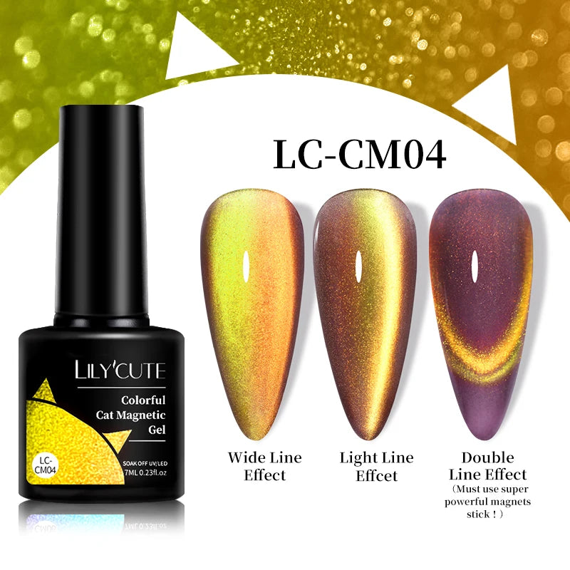 LILYCUTE 7ml Reflective Cat Magnetic Gel Nail Polish Dynamic Double Light Magnet Gel Polish Semi Permanent UV Gel For Nail Art