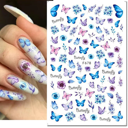 3D Nail Art Decals: Vintage Roses & Butterflies Stickers
