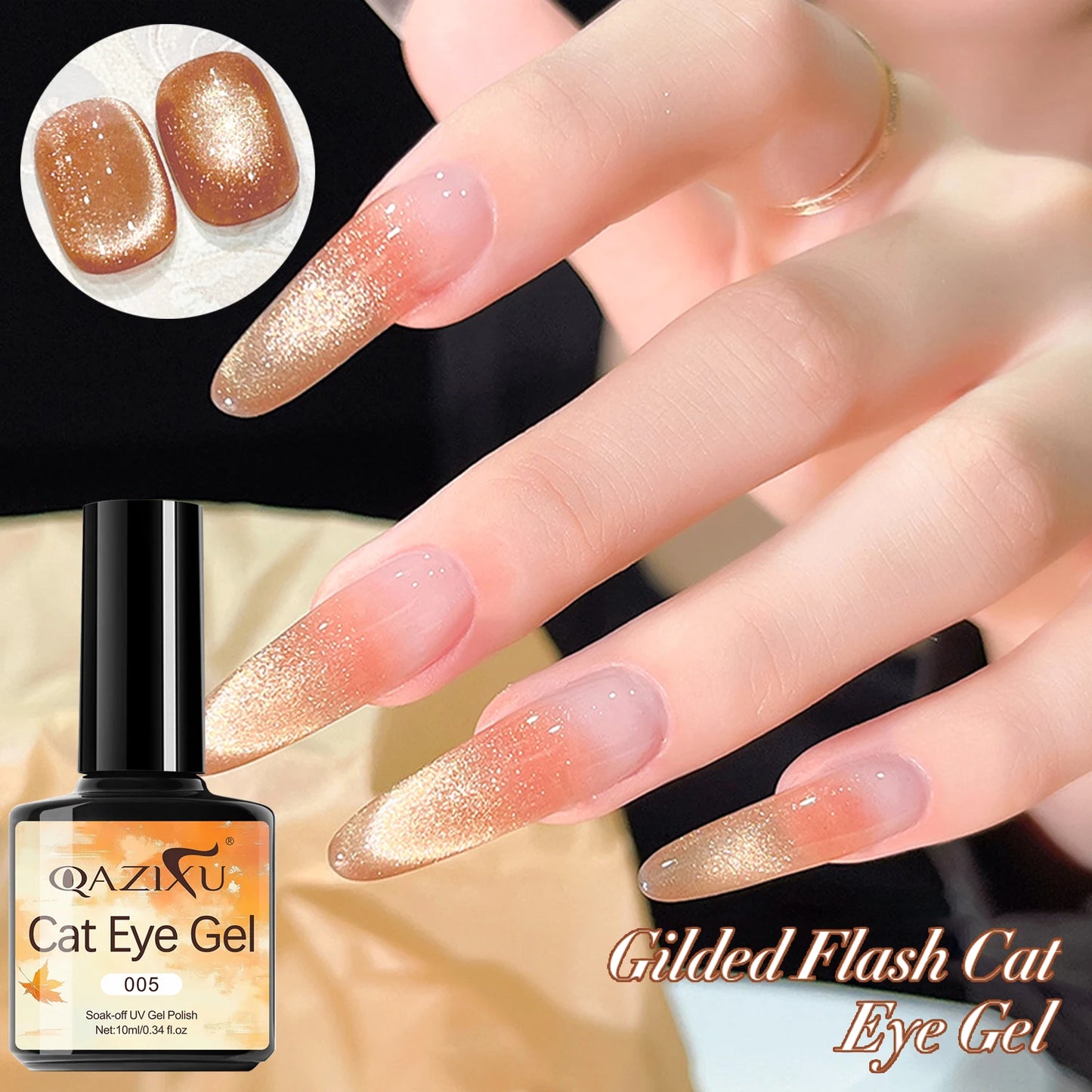 Gel Nail Polish: Cat Eye UV LED Red Pink Glitter Varnish