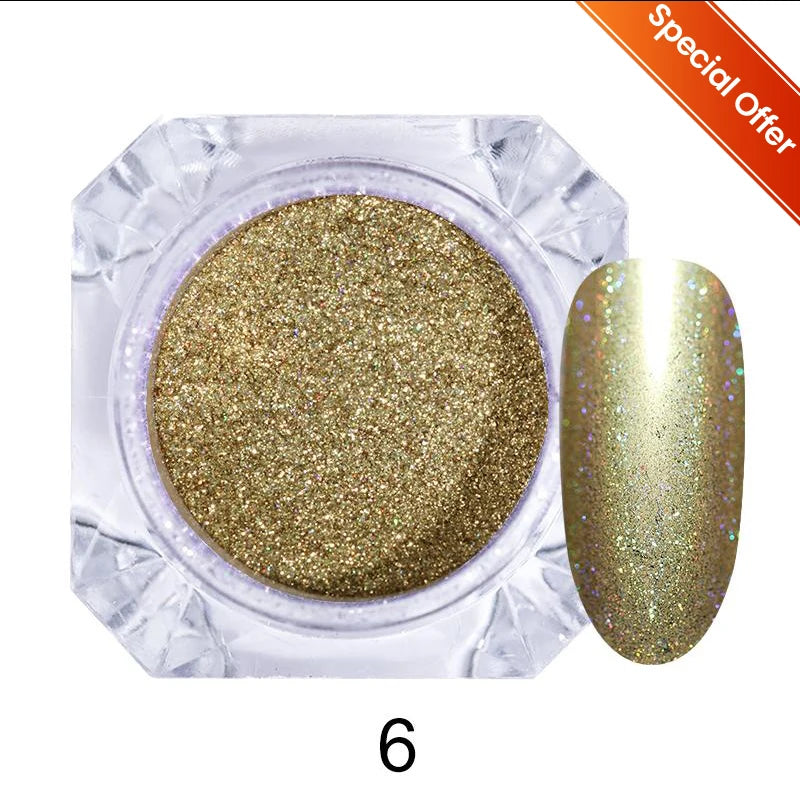 Dip Powder Nails: Bright White Pearl Nail Powder - Mirror Aurora Effect