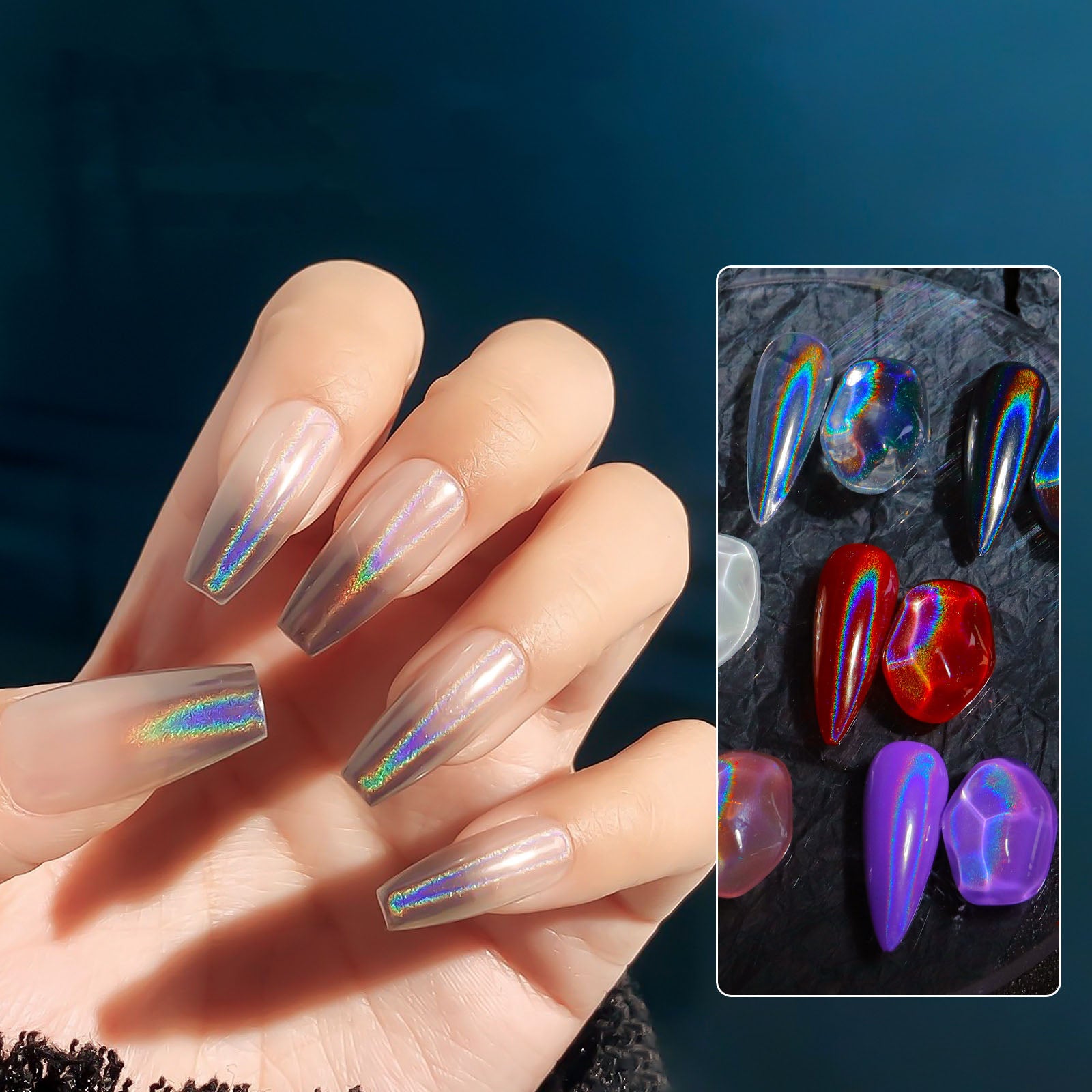 Glittering Nails: Laser Nail Glitter Holographic Powder - Aurora Mirror Dust