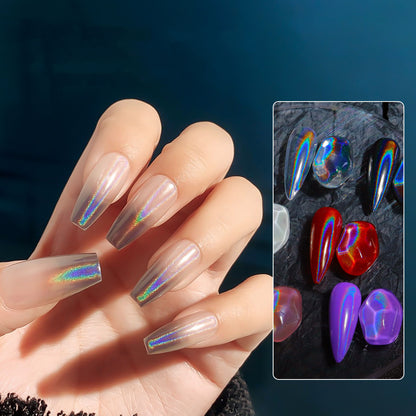 Glittering Nails: Laser Nail Glitter Holographic Powder - Aurora Mirror Dust