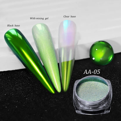 Glittering Nails: Laser Nail Glitter Holographic Powder - Aurora Mirror Dust